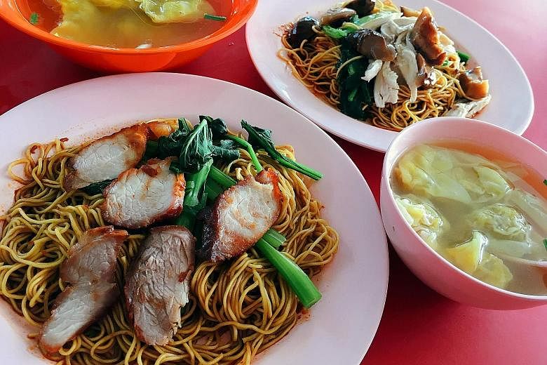 Lean pork collar and pork shoulder are used to make char siew at Zhenguang Wantan Noodles stall.