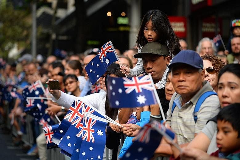 The crowd at an Anzac Day parade in Sydney in April. An Australian Bureau of Statistics census has revealed the dramatic demographic impact of the rapid influx of migrants from Asia in recent years, especially China and India. Perhaps one of the most