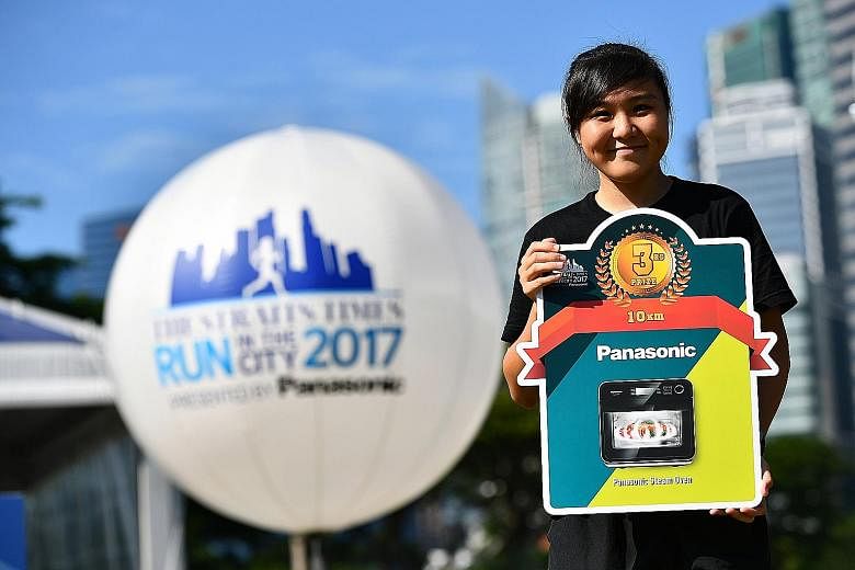 Ms Abigail Sim, who came third in the ST Run's 10km women's race yesterday, said she was "very grateful" for the help she received as a student from The Straits Times School Pocket Money Fund. The 20-year-old is now a medical undergraduate.