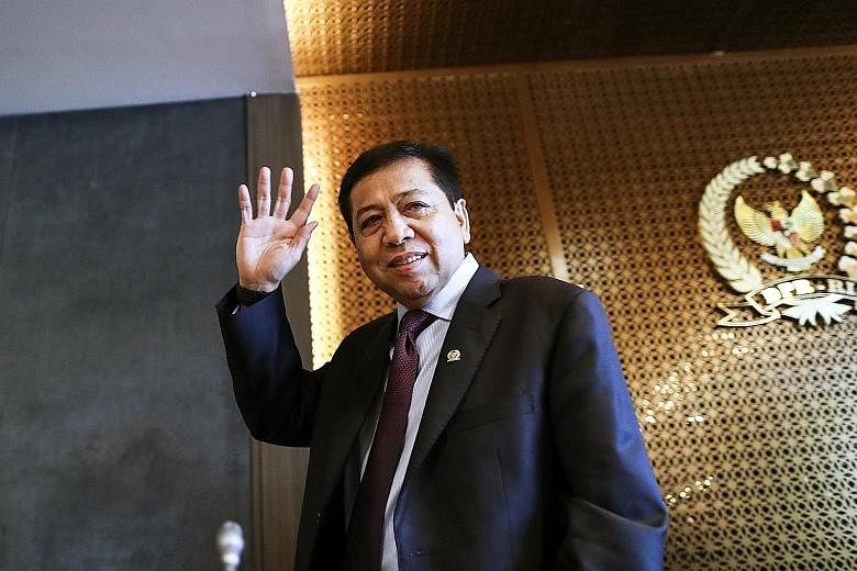 Indonesia's Speaker Setya Novanto denied graft accusations at a press conference in Parliament, in Jakarta, yesterday.