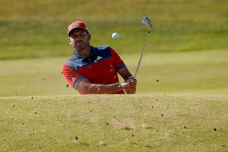 World No. 5 Sergio Garcia playing out of a bunker during a practice round at Royal Birkdale. He was runner-up at The Open in 2007 and 2014.