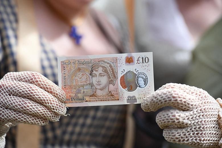 The £10 bill featuring author Jane Austen is made from a plastic material designed to last longer than a paper note.