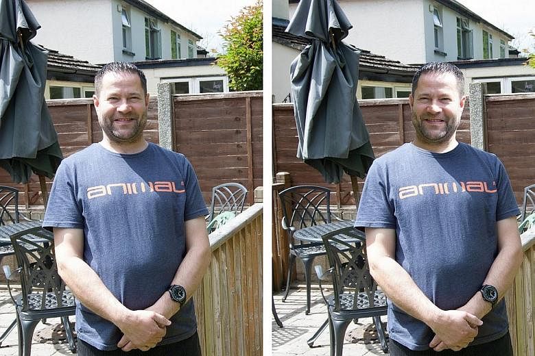 The original photo (far left) was used in a study of whether people can tell if a picture has been manipulated. In the altered photo (left), the man's face has been flipped, so that the shadow falls on the wrong side.