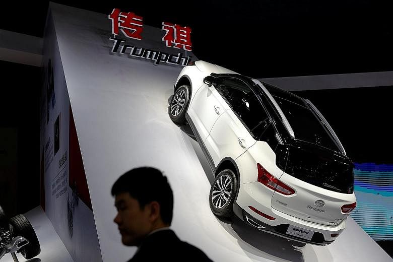 The Trumpchi GS4 electric car from GAC Group displayed at the Shanghai Auto Show in April.