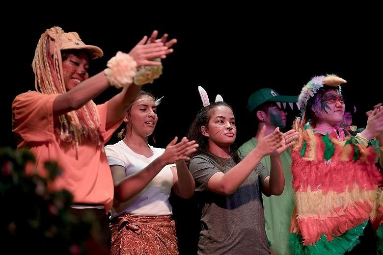 Republic Polytechnic students in How Singapore Got Its Name, a sensory- friendly production about the founding of Singapore. It is suitable for children with special needs.