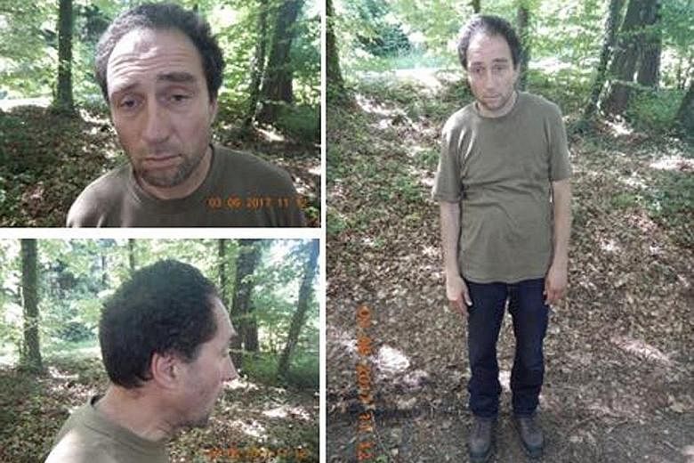 Forensic officers at the crime site in Schaffhausen yesterday. Police said the assault was "not an act of terror", but also not random. A photograph from the Schaffhausen police website showing Franz Wrousis, the suspect in the chainsaw attack.