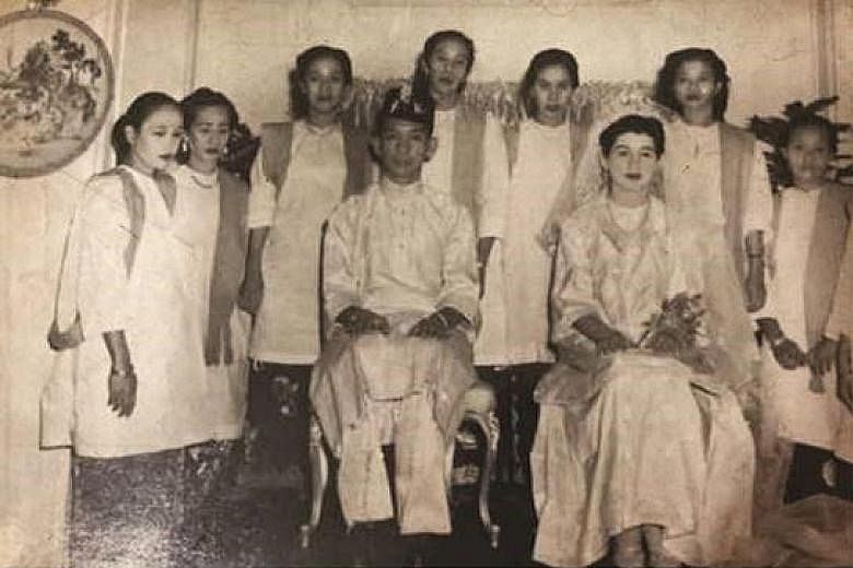 Tun Aminah and Mr Dennis Muhammad will don wedding outfits similar to what the Johor Sultan's parents wore on their wedding day (far right).