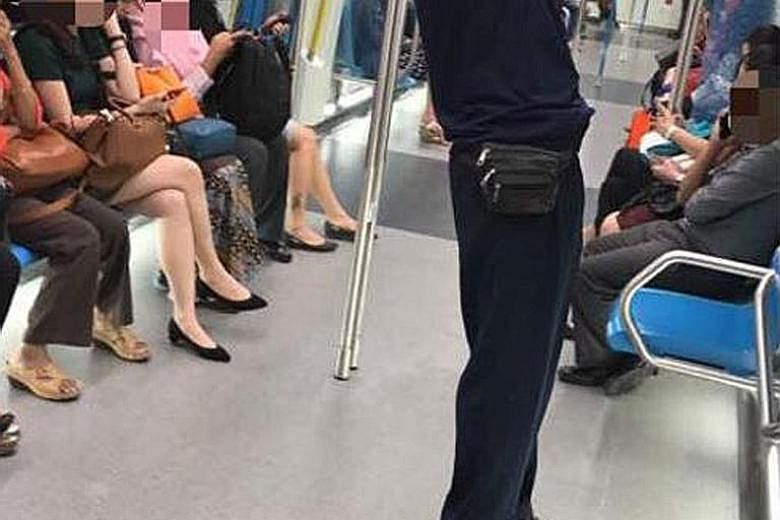 Pictures posted by RapidKL on Facebook show bread stuffed down the side of a seat and a man doing chin-ups in a train. RapidKL uses witty posts to remind people of dos and don'ts on trains.