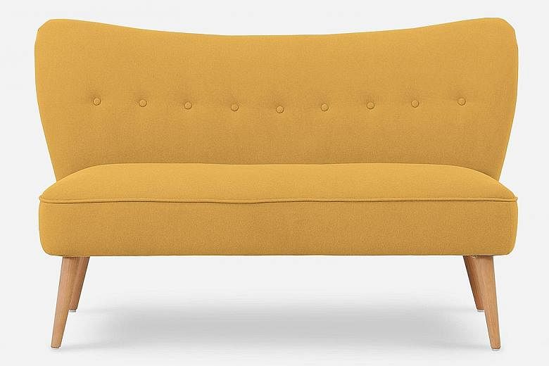 Online furniture store Castlery is giving away three pieces of furniture that it has provided to decorate the ST Lounge at the Singapore Coffee Festival - (clockwise from far left) the Florence Loveseat in Canary Yellow worth $599, the Florence Armch