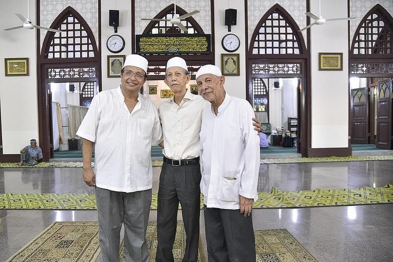 Muslims gather at the Hajjah Fatimah Mosque for a monthly event called the Hasma al Husna. The Alsagoffs were the keepers of the mosque until 1968, when Muis started to manage mosques here. But the family remains active when it comes to matters conce
