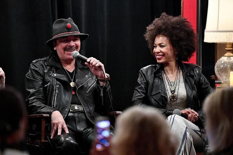 Carlos Santana and his wife Cindy, a jazz drummer who helped out on the album Power Of Peace.