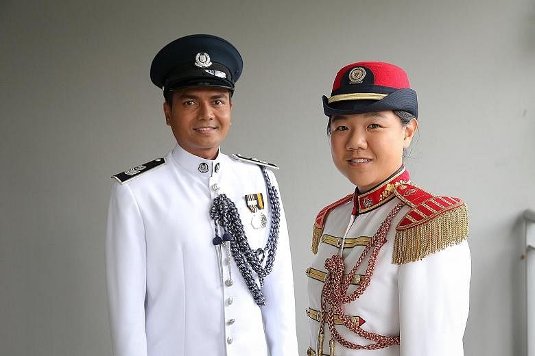 Senior Staff Sgt Audi Hariz Sarman and ME1 Isabelle Wong will march with their bandmates before singing We Are One, Singapore.