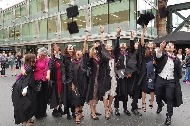 The writer's daughter, Ms Jacelyn Chua (fifth from right), at her graduation ceremony from the London College of Fashion last month. Ms Chua was advised to approach financial planning with a long-term perspective.