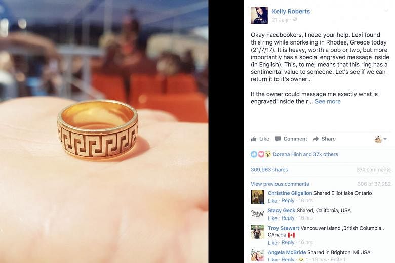 Ms Kelly Roberts' post of a lost ring was shared globally, but it also attracted plenty of wild claims, many made in jest. Ms Syafiqa Amanina posted a video last week showing a passenger in her father's taxi allegedly stealing from what looks like a 
