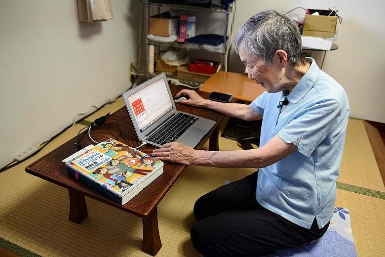Ms Masako Wakamiya at home in Fujisawa, Kanagawa prefecture. The 82-year-old taught herself to code and created Hinadan, a dedicated game app for those over 60.