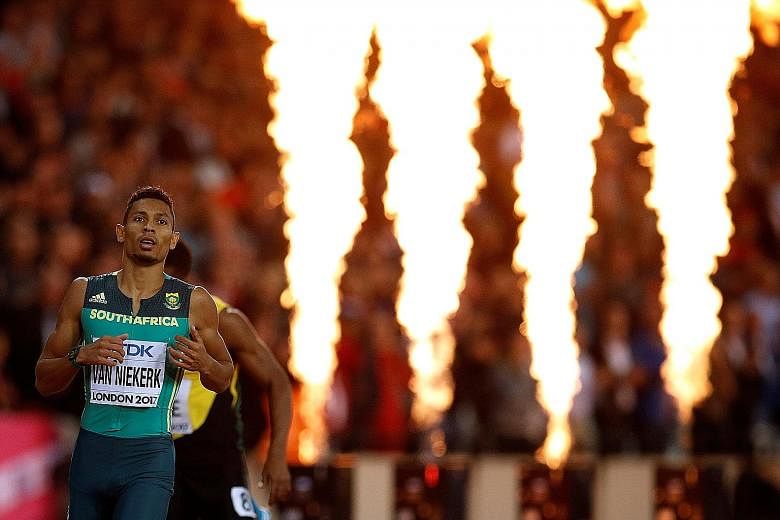 Olympic champion and world-record holder Wayde van Niekerk winning the 400m on Tuesday. The victory was the first part of his potential golden double, with the 200m to come.