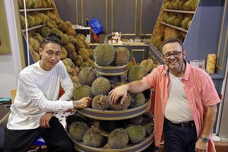 Mr Phillip George Laskaris (right) teamed up with Mr Marc Ashley to open Yu Lian, which specialises in Thai durian.
