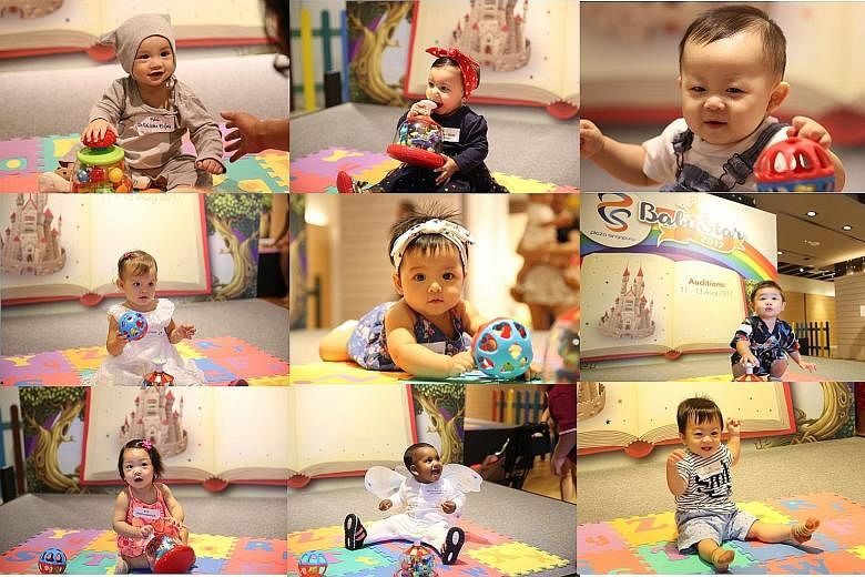 Babies aged between six and 18 months flashed their most angelic smiles at the auditions for Plaza Singapura's BabyStar 2017 on Friday and yesterday. Entering its fifth year, the contest attracted more than 600 babies this year. Sixty will enter the 