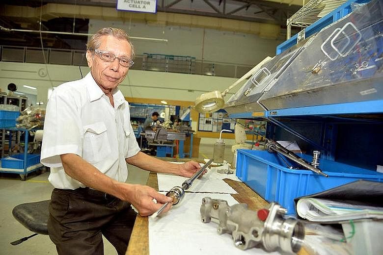 Technician Mohsin Khan, 73, has been working at Aerospace Component Engineering Services (Aces) for 10 years. The firm redesigned his job in November 2015 so he could continue to perform at work.