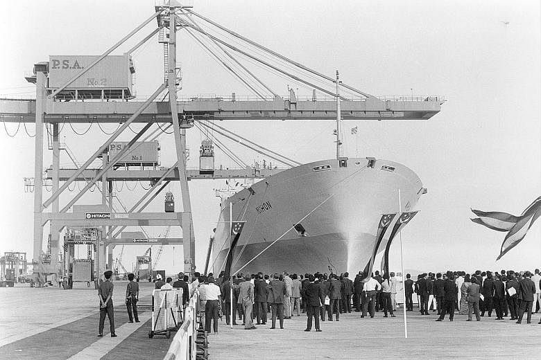 The MV Nihon was the first container ship to call at Tanjong Pagar Terminal when it opened on June 23, 1972. It arrived with around 300 containers from Rotterdam, and was greeted by a crowd of more than 1,000 port workers and officials.