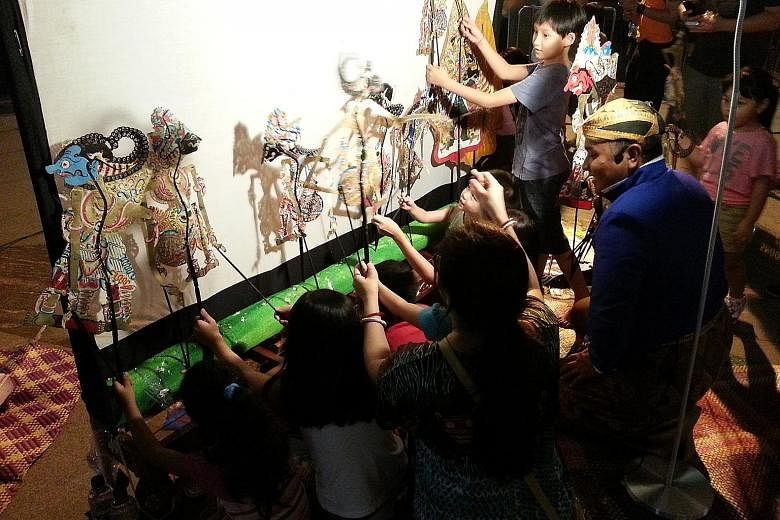 At Sri Warisan's performance in Aliwal Street, audience members can play with the performing arts troupe's shadow puppets or those they make themselves at a workshop.