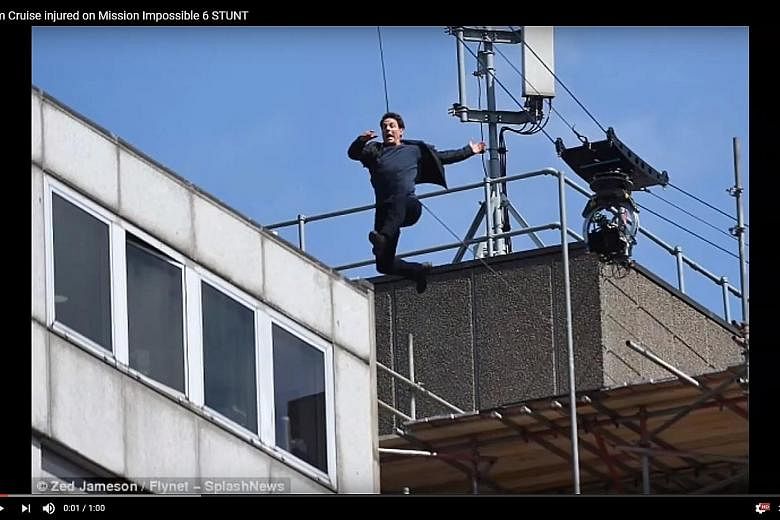 Actor Tom Cruise was seen limping after hitting the wall of a building on the London set of Mission: Impossible 6 on Sunday.