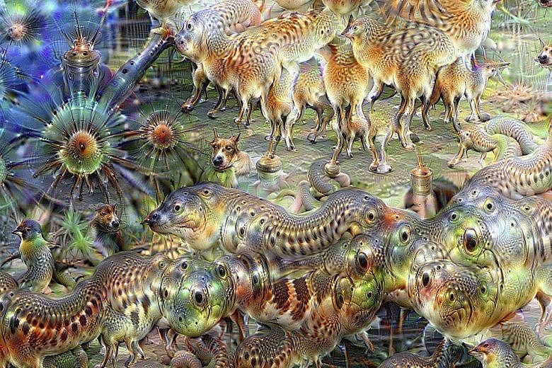 An undated image of artwork created using DeepDream, which researchers at Google developed in 2015.