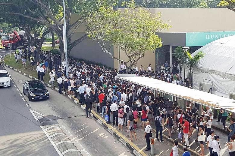 The turnout at the launch of the Hundred Palms Residences executive condominium in Yio Chu Kang Road on July 22. All 531 units were sold that day at a median price of $834 per sq ft.