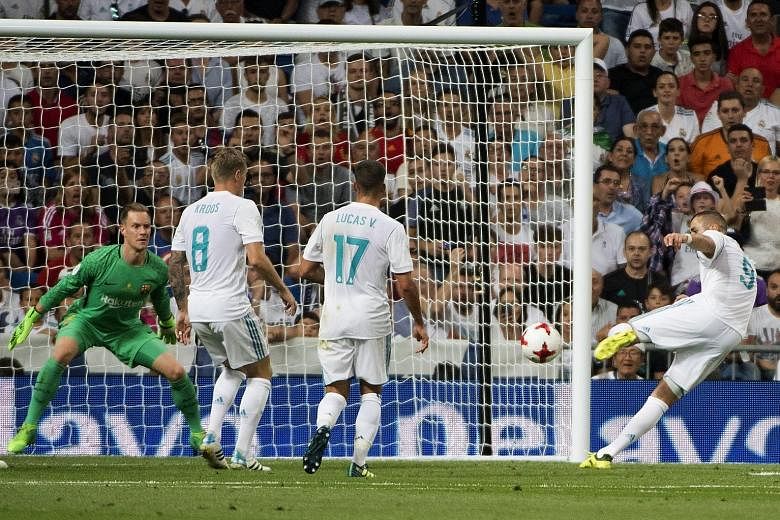 Karim Benzema's goal just before half-time against Barcelona in the Spanish Super Cup gave Real a 2-0 lead and at 5-1 on aggregate, virtually wrapped up proceedings.
