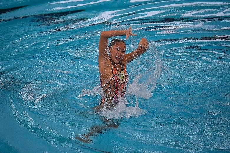 Debbie Soh in her gold medal-winning synchronised swimming routine. While the 75.0000 was not her best score, it was good enough.