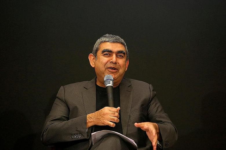 The chief exec post held by Infosys' Vishal Sikka (above) will be filled by Mr Pravin Rao, the interim MD and CEO.
