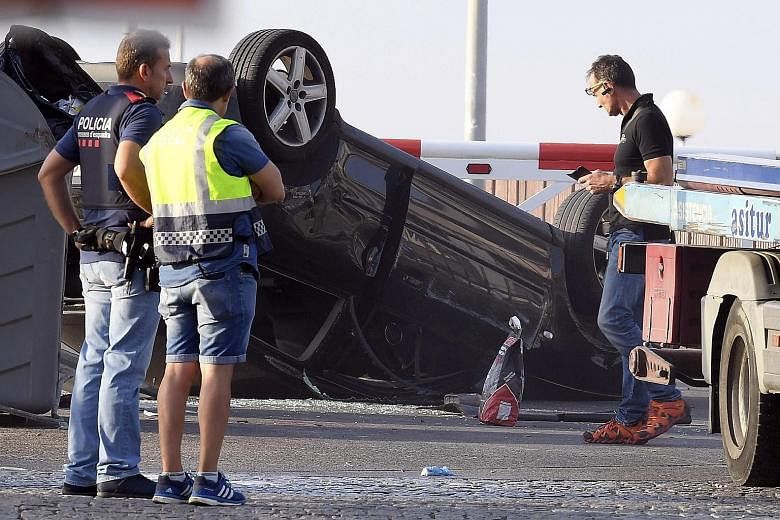 The car that slammed into a crowd in Cambrils, 120km south of Barcelona, where a similar attack took place on Thursday.