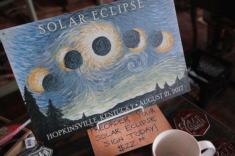 In Hopkinsville, Kentucky, which is located near the point of greatest totality for the eclipse on Monday, solar eclipse-related merchandise are ready for sale.