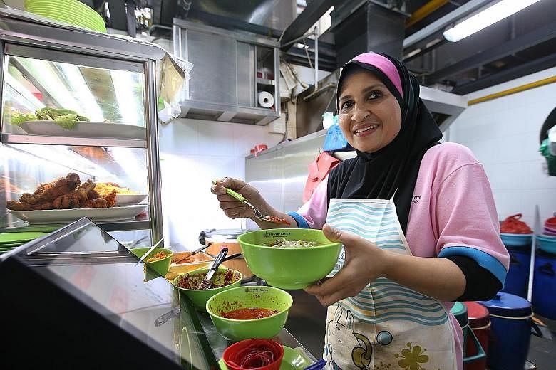 Madam Salama Salim uses less salt and preservatives in her dishes, and welcomes requests from customers who ask for even less salt and gravy at her food stall in Our Tampines Hub.
