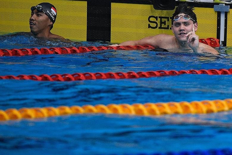 Joseph Schooling showing he is the butterfly king after powering to the 50m gold in a Games record of 23.06sec. But it was a shade off his national mark. Singapore swimming is in good hands with the likes of 16-year-old Quah Jing Wen - the youngest Q