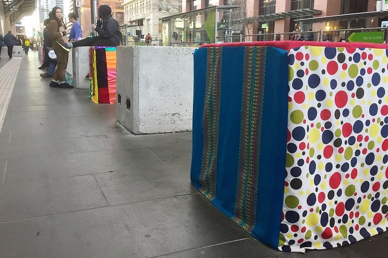 Security concrete blocks decorated by "guerilla artists" have been set up around Melbourne's central business district to stop vehicle-based militant attacks. Local councils across Australia have already started rolling out counter-terrorism measures