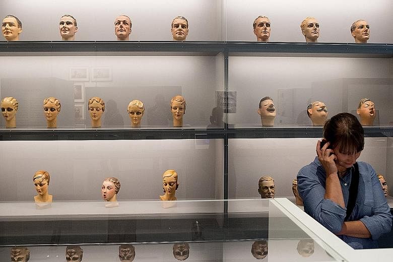 An artwork at The Face, A Search For Clues exhibition at the German Hygiene Museum in Dresden. The exhibition looks at how faces - from glossy celebrity portraits to online selfies to paintings - influence people's impressions of self-image and how p