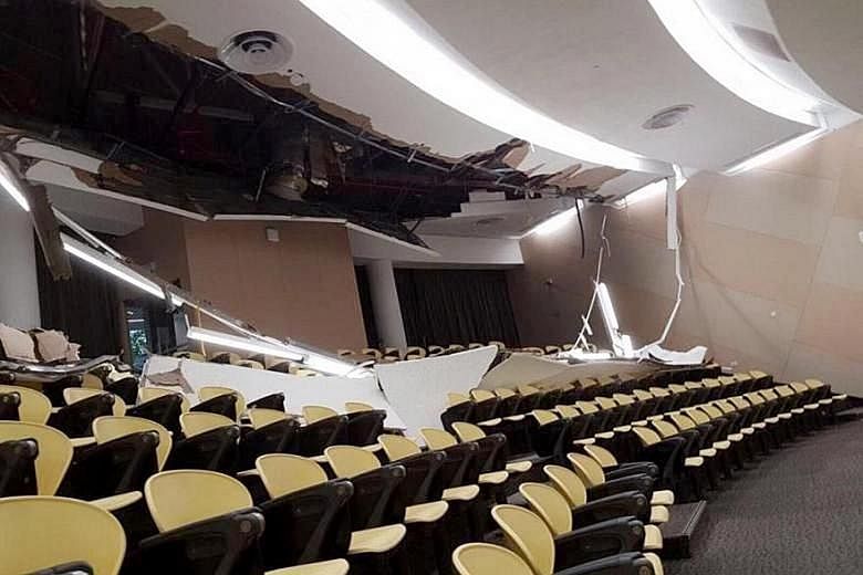 The false ceiling at the back of LT1 collapsed on Monday morning. The lecture theatre will be closed for repairs for at least a month.