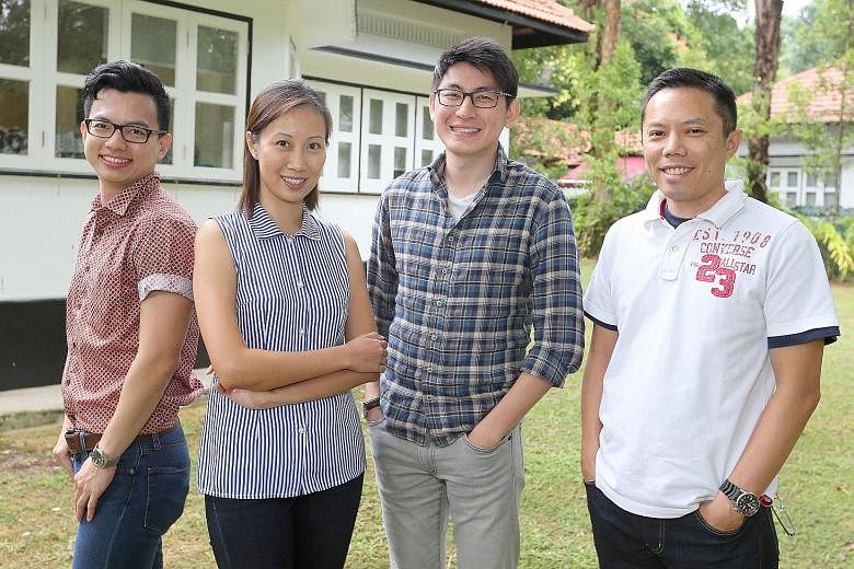 (From left) Mr Varian Lim, Ms Paveena Seah, Mr Eugene Teng and Dr Leong Chan-Hoong of the Institute of Policy Studies Social Lab will be conducting the first longitudinal survey of youth in Singapore. The nationwide survey will track 3,600 people bet