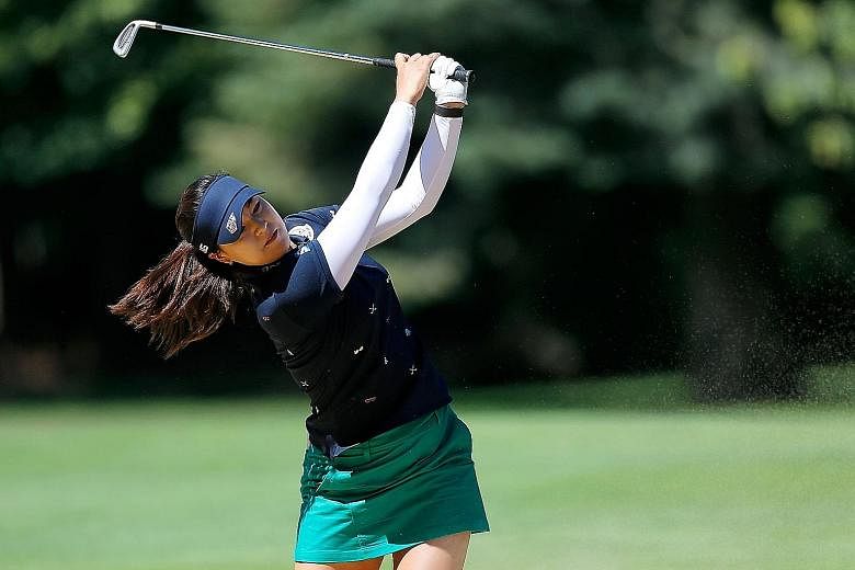 Chun In Gee of South Korea driving from the bunker on the ninth hole during the first round of the LPGA Portland Classic at Columbia Edgewater Country Club. The world No. 6 is gunning for her first Tour win this year with four runner-up finishes unde
