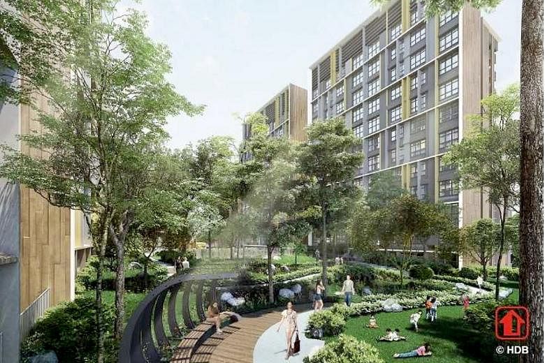 An artist's impression of Woodleigh Glen, a BTO project in Bidadari, where units will have their structural beams and columns tucked to the edges, so residents can reconfigure the internal space. Such flexi layouts were first seen in Skyville@Dawson,