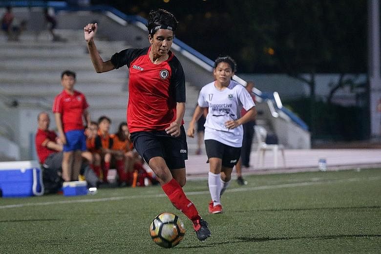 Sharda Parvin in action for Tanjong Pagar United, who are rooted to the bottom of the Women's Premier League standings. This means that the club will still be relegated to the Women's National League next season if they finish last, according to FAS'