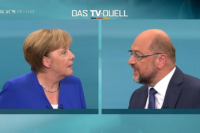 German Chancellor Angela Merkel and her challenger Martin Schulz both said they will push for an end to Turkey's negotiations to become a member of the EU in Sunday's debate.