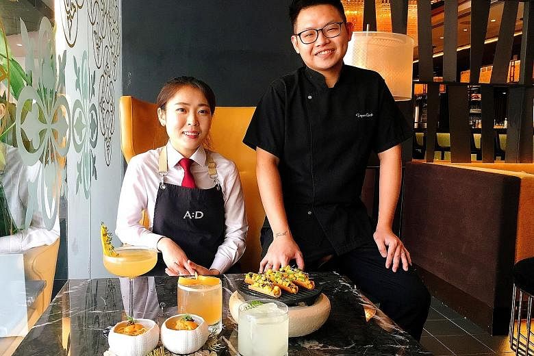 Head chef Tryson Quek and his wife, head bartender Bannie Kang, serve up cocktails and tapas featuring fresh regional produce at Fairmont Singapore's Anti:dote.