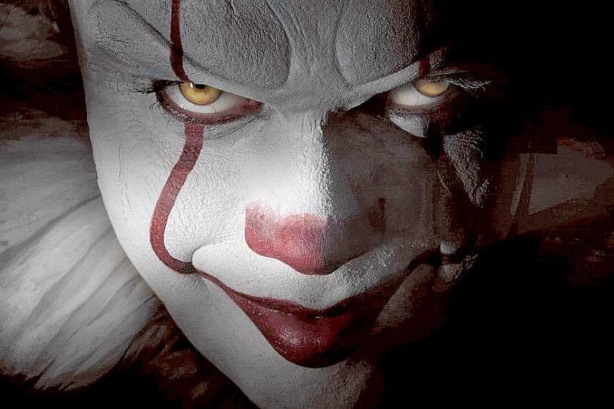Bill Skarsgard took more than two hours each time to transform into the creepy crown in the movie, It (above).