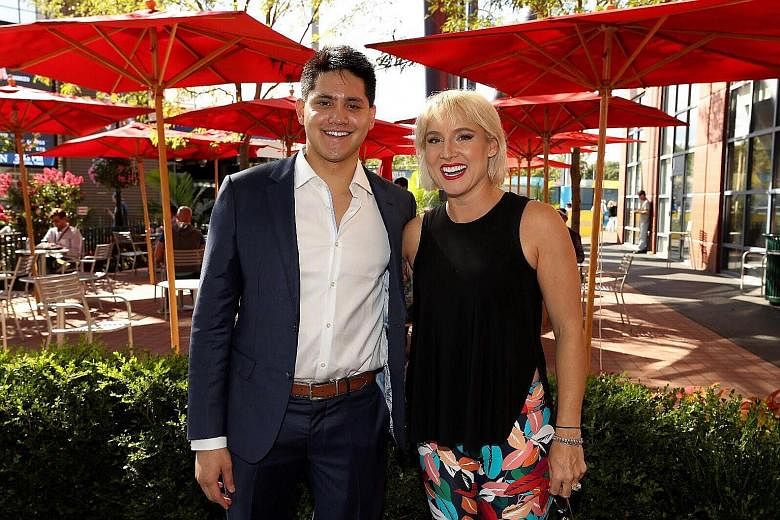 Olympic champion Joseph Schooling with American tennis player Bethanie Mattek-Sands, one of those who qualified for the BNP Paribas WTA Finals Singapore presented by SC Global last year. The two were at the US Open, where the Singapore swimmer was ho