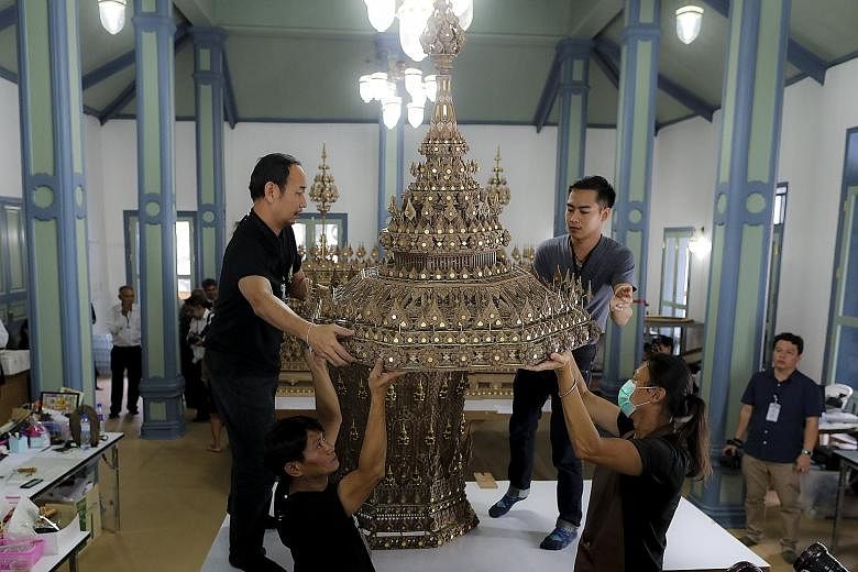 The royal urn is being prepared at the Fine Arts Department in Bangkok.