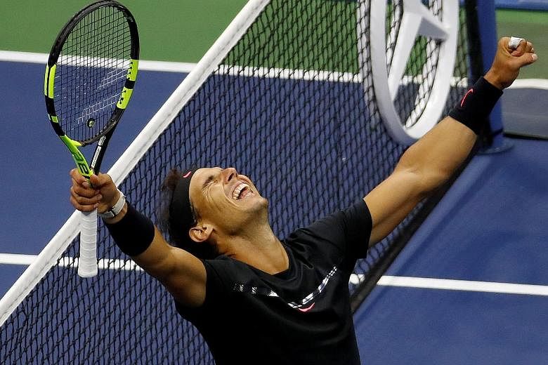 Rafael Nadal of Spain bursting with joy in New York on Sunday after beating Kevin Anderson of South Africa for his second Grand Slam title this year.