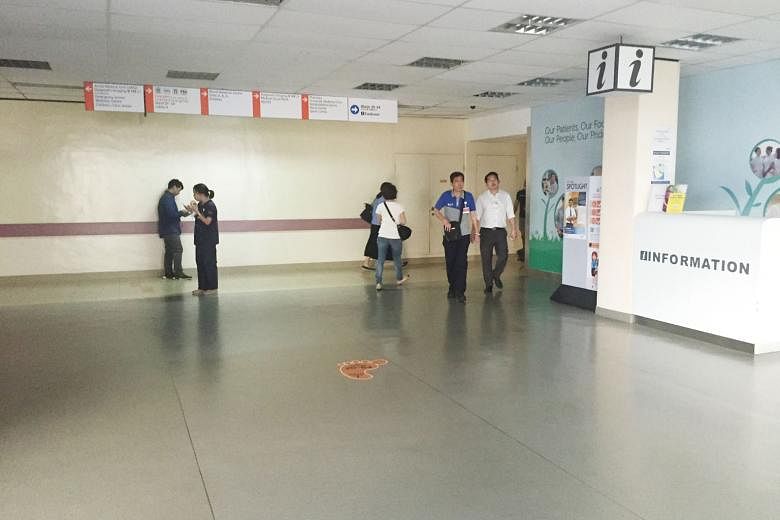 The lobby on the first floor - the area most affected by the power outage - of the National University Hospital's main building. As a safety measure, ambulances were diverted to other hospitals while patients in the affected area were directed to oth