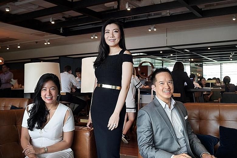 The Great Room's founders (from left) Su Anne Mi, Jaelle Ang and Yian Huang. Ms Ang said the significance of CapitaLand's investment in the company "is huge" and will help ramp up overseas growth. The brand is looking at opportunities in Hong Kong, J